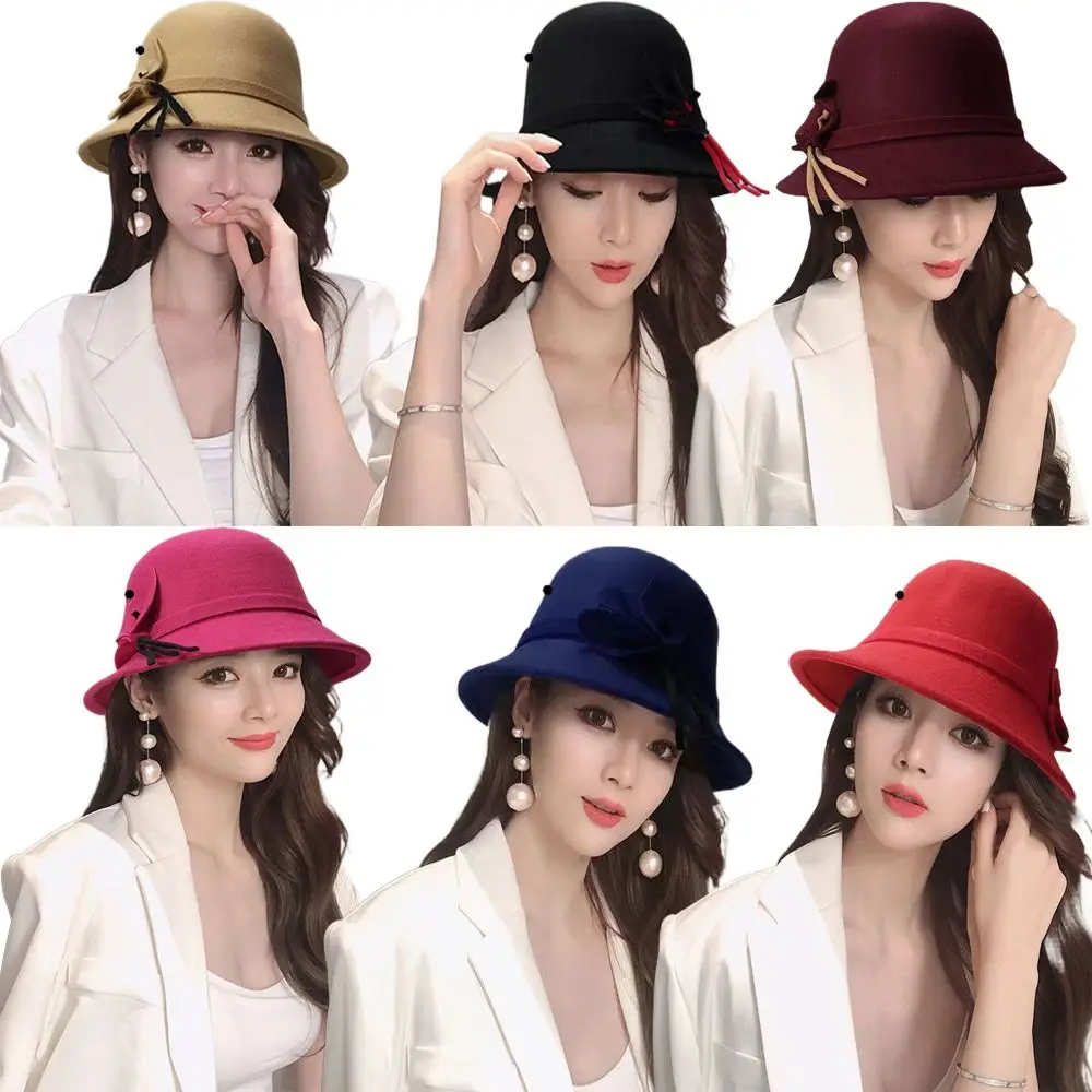 Sombreros Elegantes para Mujer, Sombreros de Copa Retro para Iglesia, Sombreros Cloche con Lazo, Sombreros Fedora Vintage con Borde para Mujer