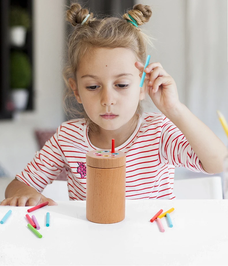 Holzstäbchen-Spielzeug, Farbklassifizierungsbecher für Kinder, 8-Farben-Lernspielzeug, frühpädagogisches Farbsortierspielzeug, Geschenk