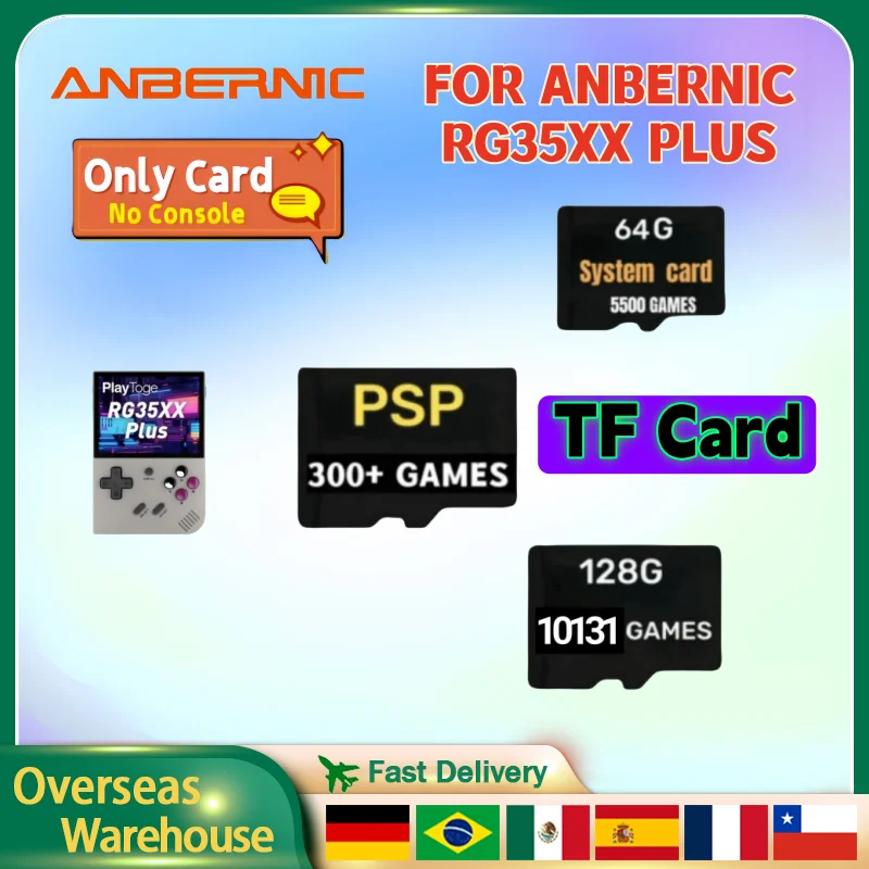 

TF Card For ANBERNIC RG35XX PLUS Memory Card Handheld Game Console 256GB Preloaded Games 300+PSP Games Pre-install Retro Games