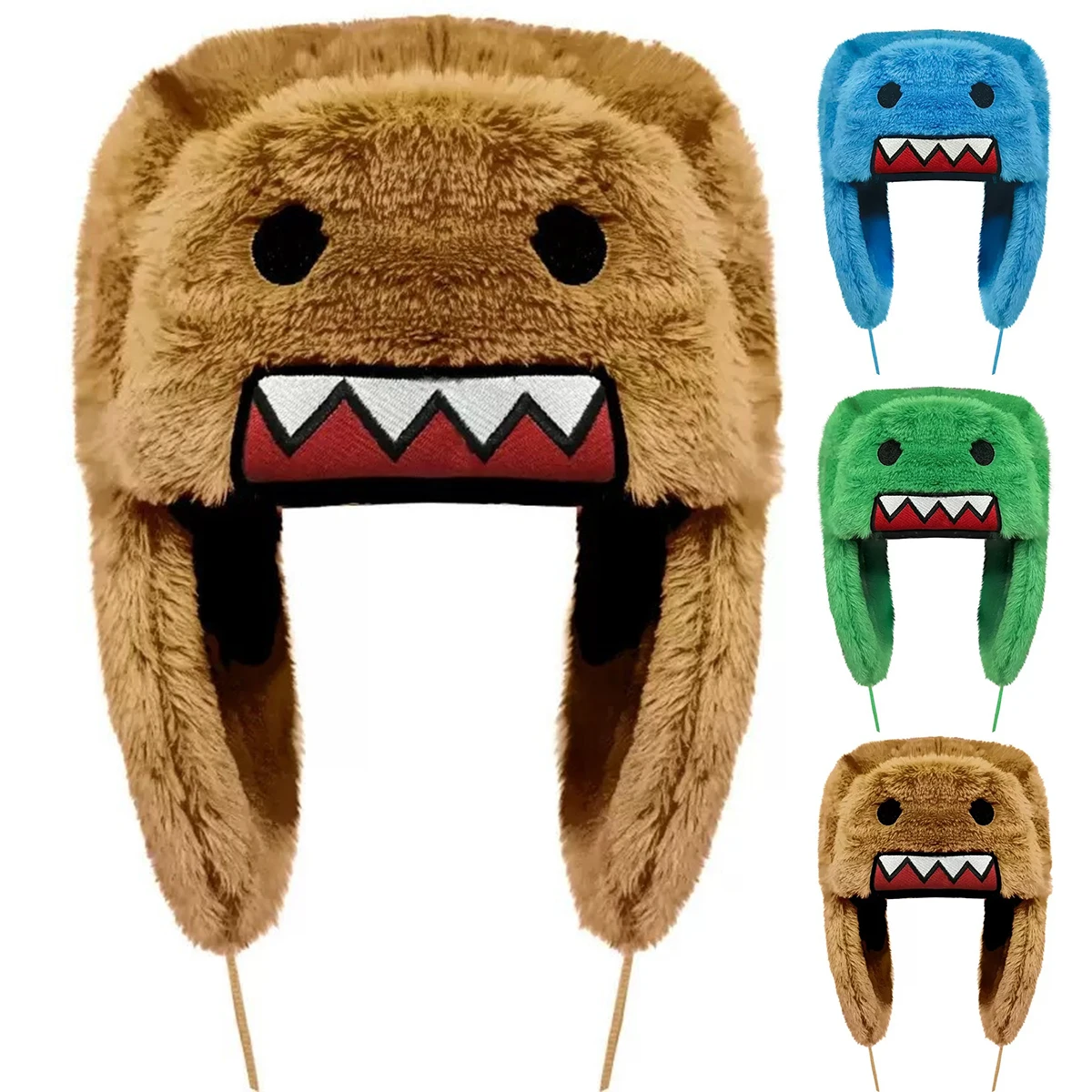 Unisex Plush Cartoon Lei Feng Hat Winter Earflap Hat Keep Warm Ski Hat Bomber Hat for Outdoor Riding Snow Activities