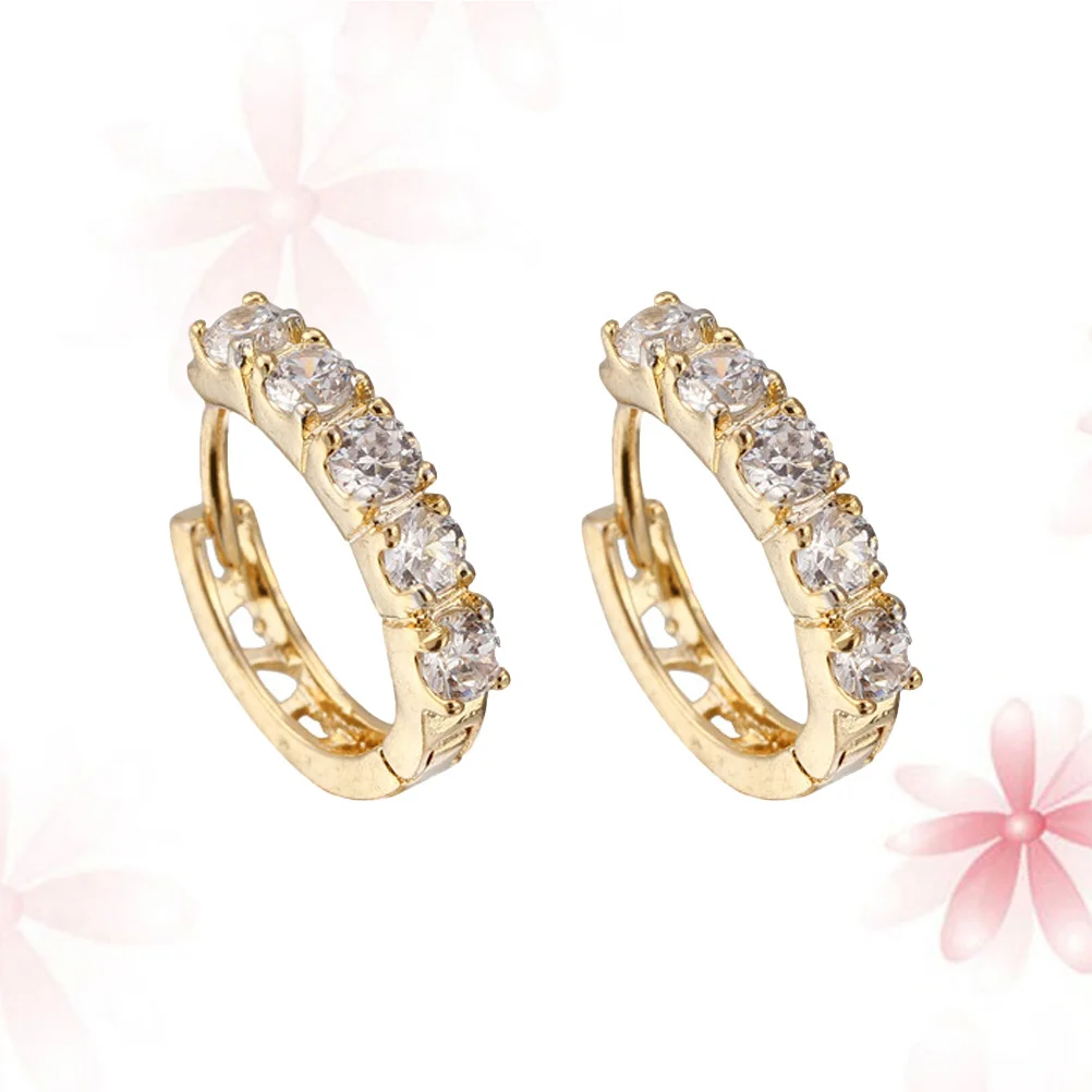 

1Pair Electroplated Diamond-Encrusted Earrings Brass Durable Reusable Jewelry Gift for Women Girls Fashion Party