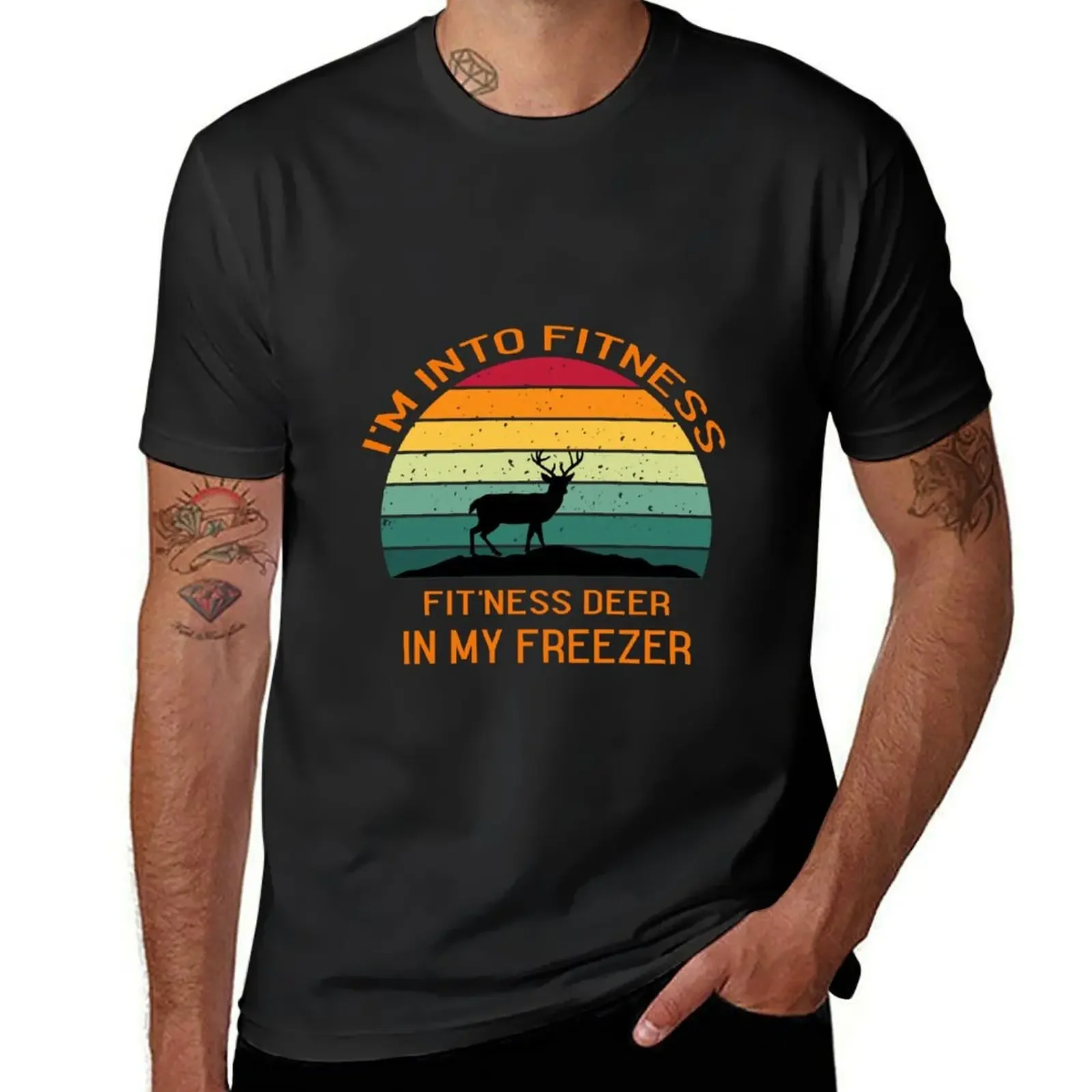 I'm into fitness fit'ness deer in my freezer T-Shirt customs tees cotton graphic tees street wear outfits for men