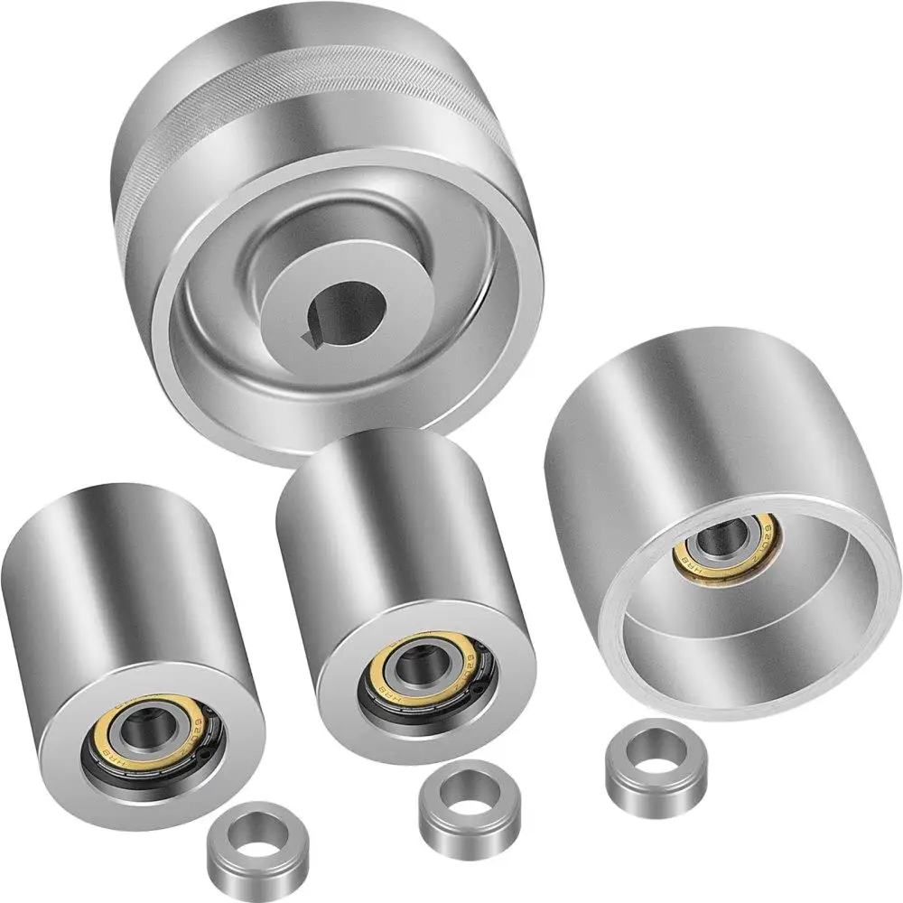 

Belt Grinder Wheel Set 2inchx72inch Aluminum Crowned Wheels for knife Making Includes 5inch Drive Wheel 3inch Tracking Wheel