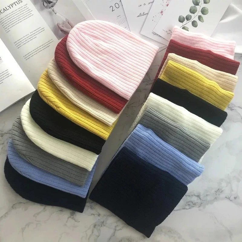 Autumn Winter Knitted Baby Hat Scarf 2 Pcs Set Kids Bonnet Solid Candy Color Infant Toddler Cap For Children Boys Girls