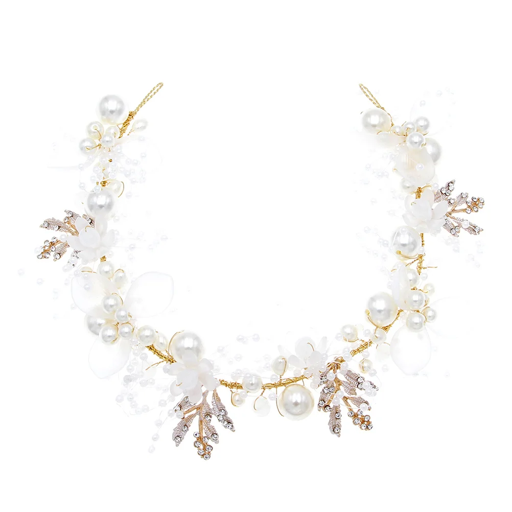 

Pearl Flower Headdress Crystal Rhinestones Wedding Hair Accessories Headband Bridal Vine Elegant Charm Beautiful Festivals