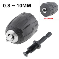 0.8-10mm Keyless Drill Chuck 1/4-Inch Hex Shank Drill Chuck Adapter Quick Connect Impact Driver Conversion Tool