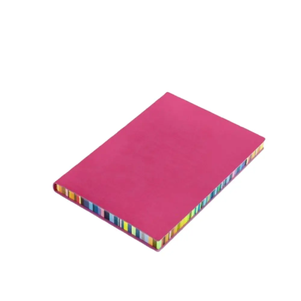 Soft Leather Cover Rainbow Edge Notebook Thickened 200 Pages Work Meeting Record Book Waterproof Horizontal Line