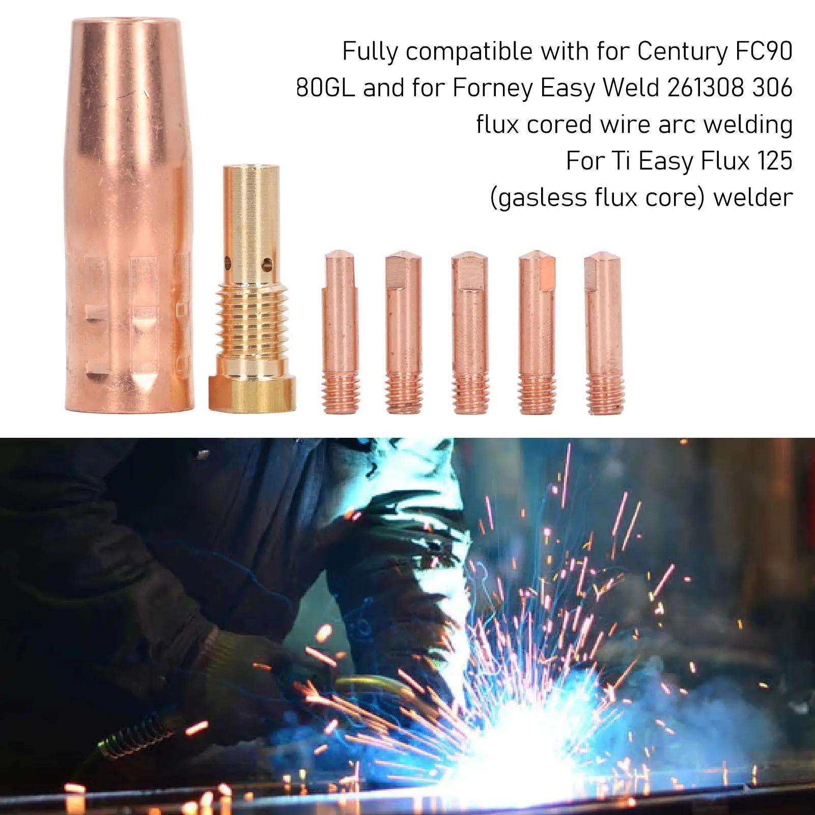 0.8mm MIG Welding Nozzle Tips Kit - Gasless Flux Conductive Accessories for Labor-Saving for projects