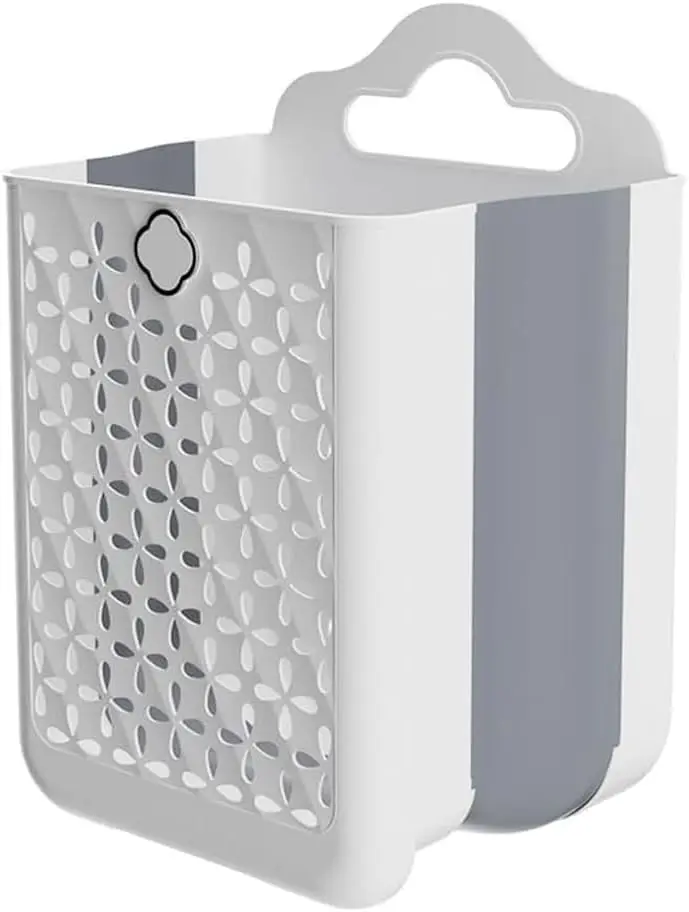 

Decorative Wall Mount Laundry Hamper, Plastic Collapsible Storage Basket with Cloud Design Handle