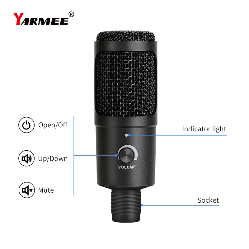 YARMEE USB Desktop Condenser Microphone 3.5mm Mic Suitable for Conference calls, Game calls,Recording