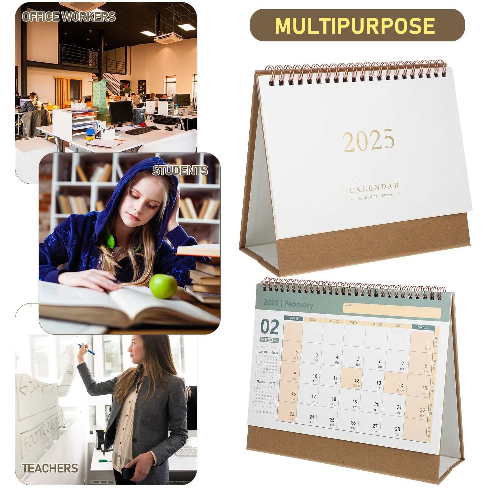 Decorate 2025 Desk Calendar Office 2024 Daily Planner Small Monthly Paper Desktop Academic for Recording Events Office