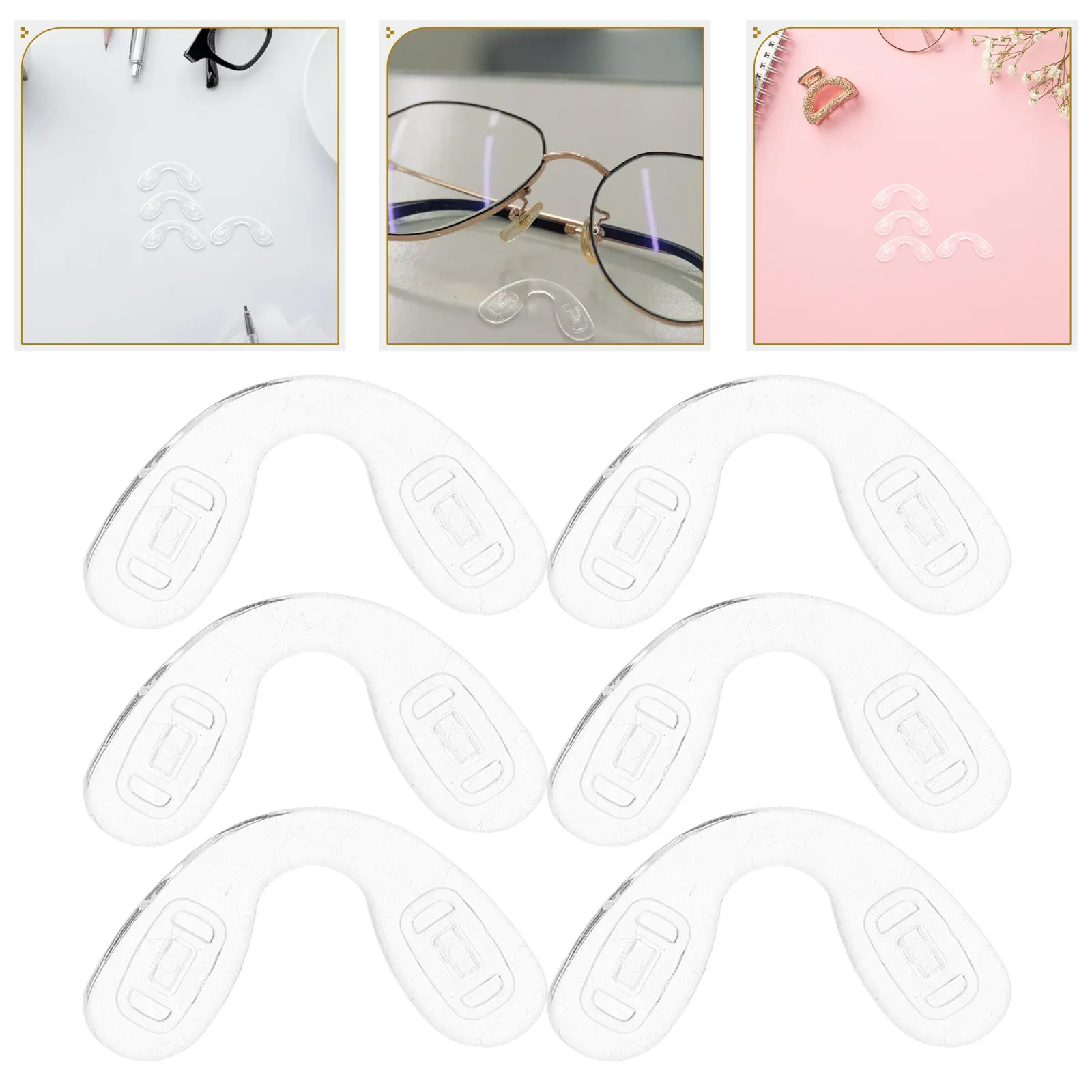 

6 шт. Прозрачные силиконовые U-образные накладки на носоупоры для очков, мягкие, противоскользящие, сменные подушечки для очков и солнцезащитных очков