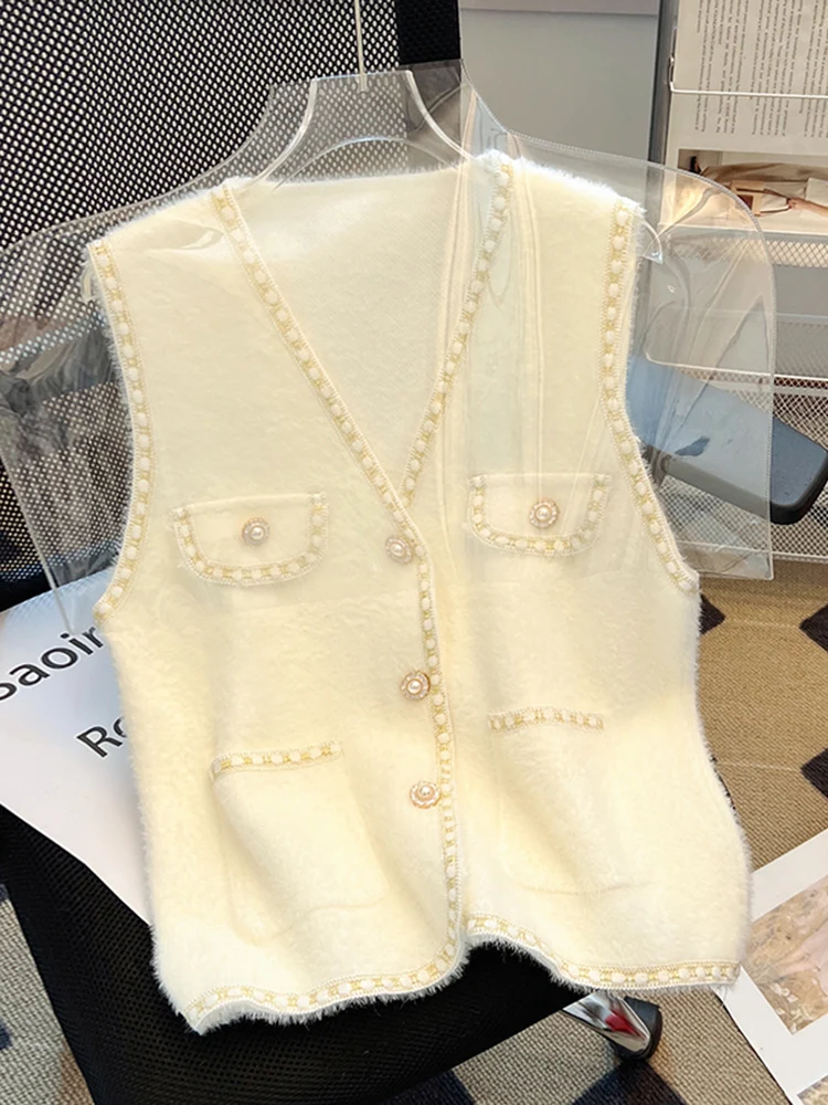 

Ladies' V-Ne Svel Vest Lazy Sle Autumn Winter New Faion Slimming Open Cardigan Versatile Ladies' Top Polyester Fiber