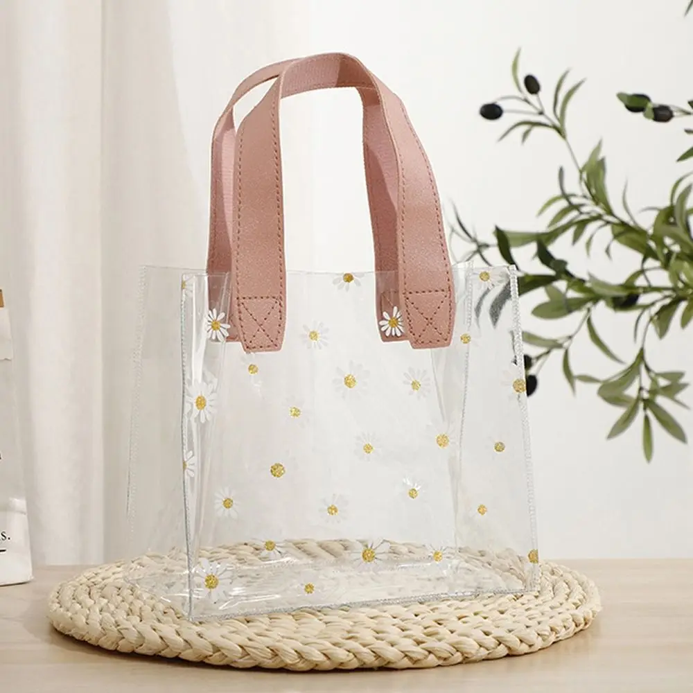 

Bags Storage Bags Lipstick Makeup Bags PVC Transparent Daisy Handbags Women Cosmetic Bags Clear Tote Bags Wedding Gifts Bags