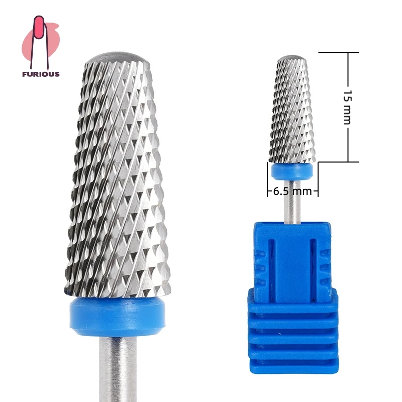 Veiligheid Tapered Tungsten Carbide Nail Boor Afgeronde Top Manicure Hoofd Twee-weg Draaien voor Elektrische Boormachines Nagels Accessoires