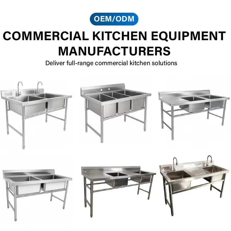 대용량 2도어 작업대 싱크대 304 201 작업 테이블 단일 볼 스테인리스 스틸 캐비닛 싱크대