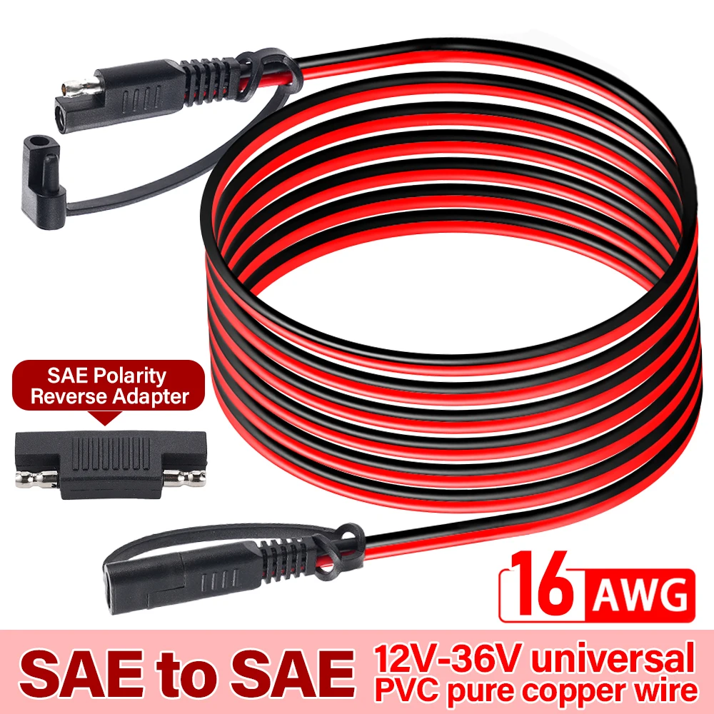 12V-36V universal 16AWG Battery Charging Cable SAE To SAE Solar Plug Cord Car Extension Cable Solar Vehicle Battery Power Cable