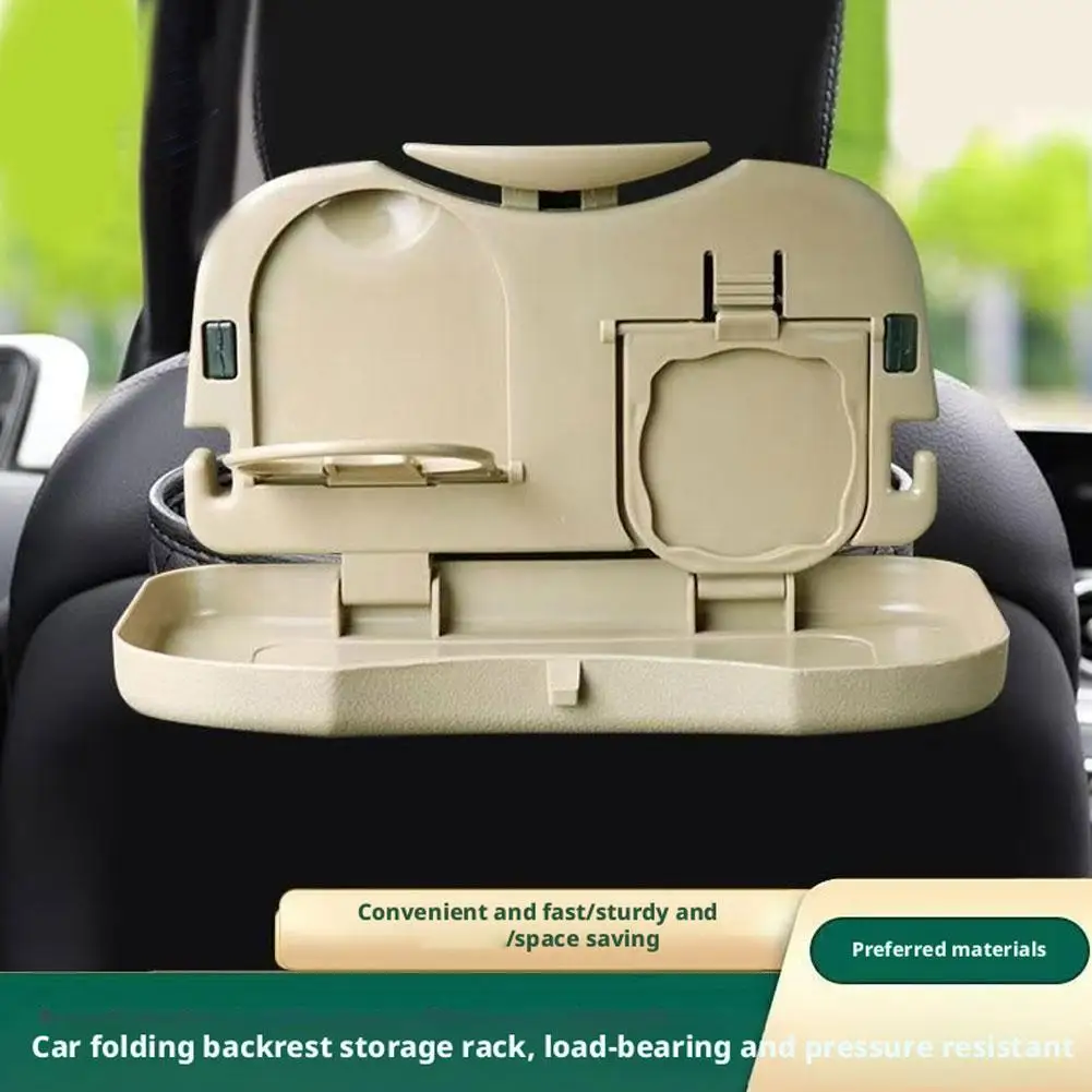 Foldable Car Backseat Organizer Meal Tray Portable Food Drink Cup Holder Dining Desk Storage Box Automobile Interior Accessor
