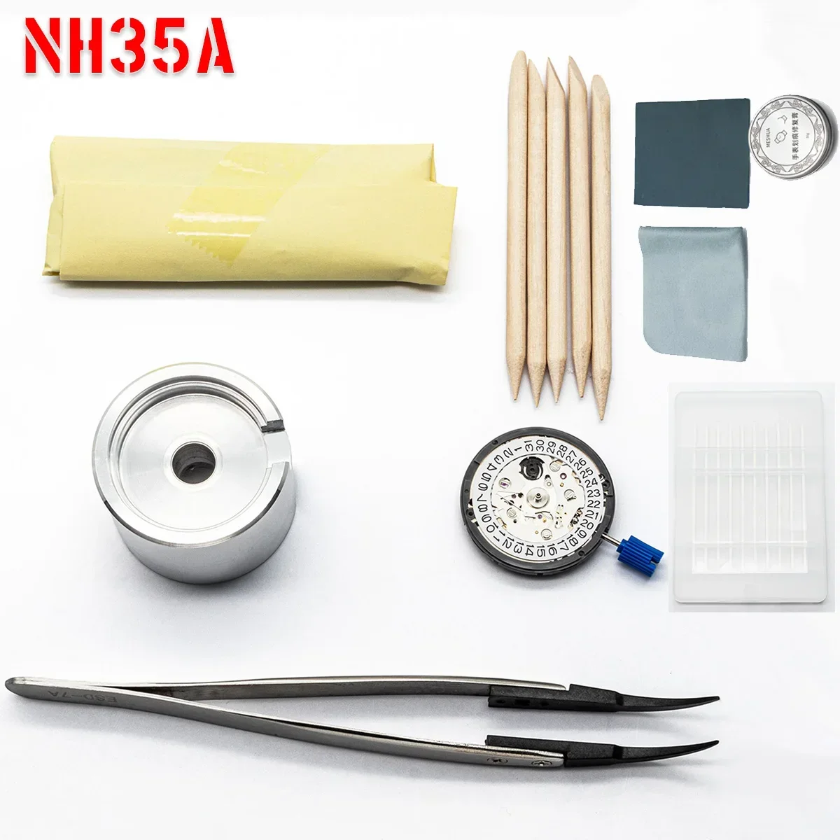 

Оригинальный автоматический механический механизм NH35 + держатель + Tweeze + часы для ремонта царапин, крем для удаления ремонта, сборка, набор инструментов для столярной обработки