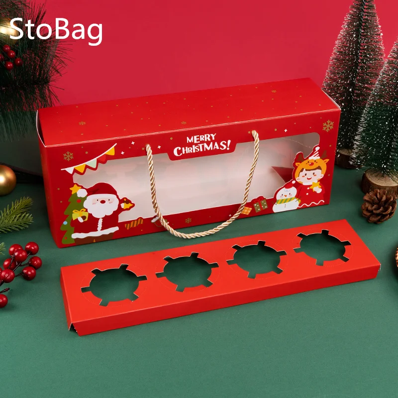 LBSISI Life-クリスマスカップケーキボックスサンタクロースペストリームースケーキ包装春祭りパーティーデコレーション用品6/12個