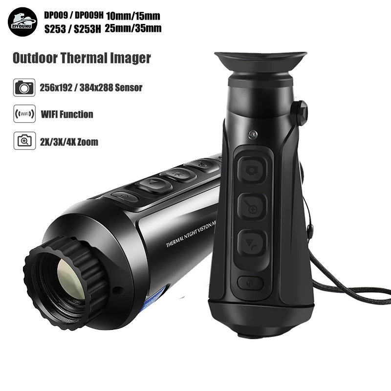 Hunting Infrared Thermal Monocular, WiFi Video Recording, Picture in Picture, IP66 Waterproof Heat Imaging, 10mm,15mm,25mm,35mm