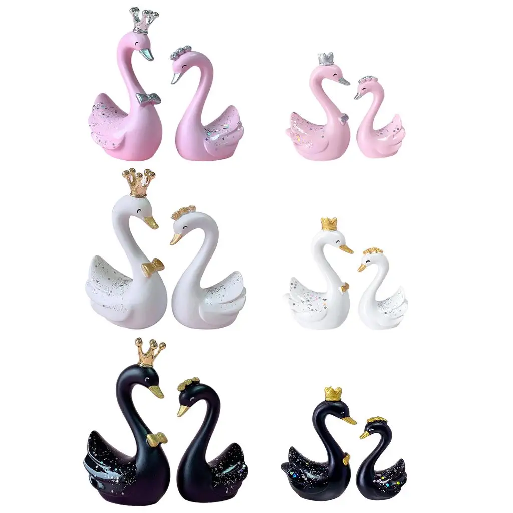 Resin Swan Standing Statue Sculpture Artwork Novelty Garden Car Decoration