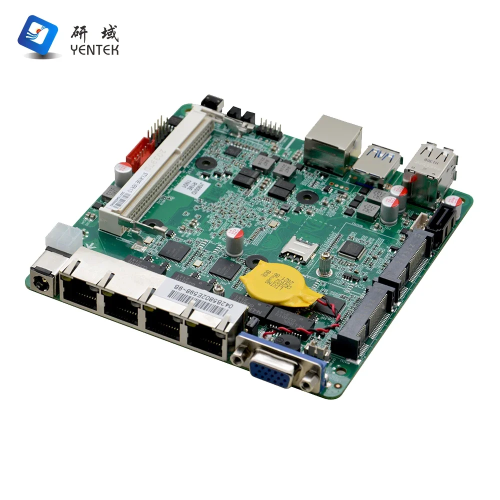 J1900 DDR3 8GB Win7 Win10 Linux VGA DC 12V 4 RJ45 LAN COM Mini-PCIE Mini ITX Firewall Pc Server Motherboard
