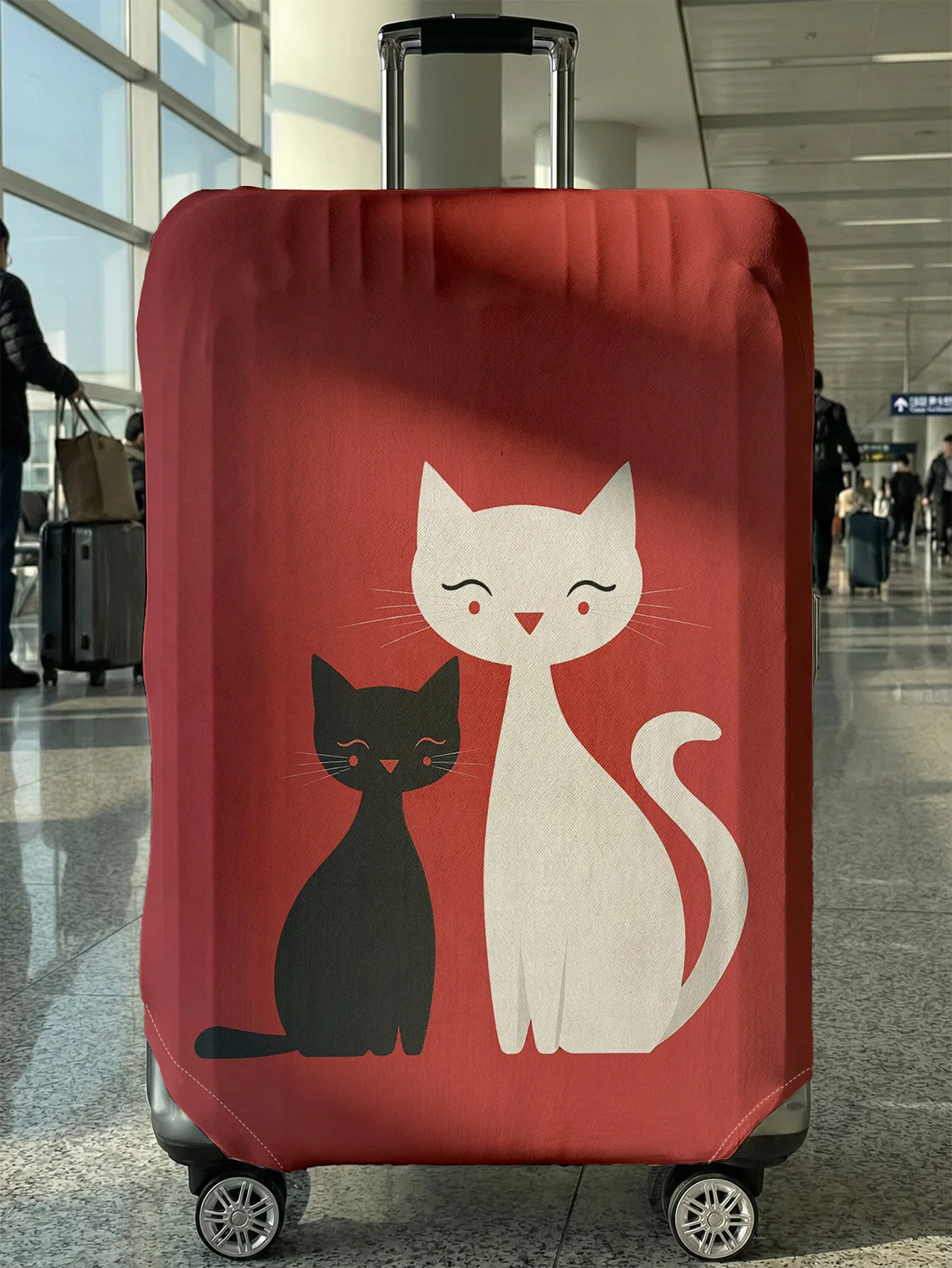 

Red Base Black And White Cat Luggage Cover, Suitable for 18-32 Inch Luggage Cover, Luggage Handle Glove, Travel Accessories