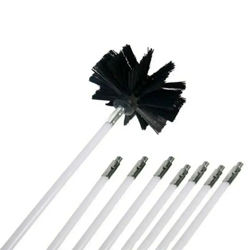 

A67P-Top To Bottom Chimney Cleaning Brush, 8 Rods + Brush Head, Anti Fire Nylon Bristles, Efficient Flue And Chimney Cleaning