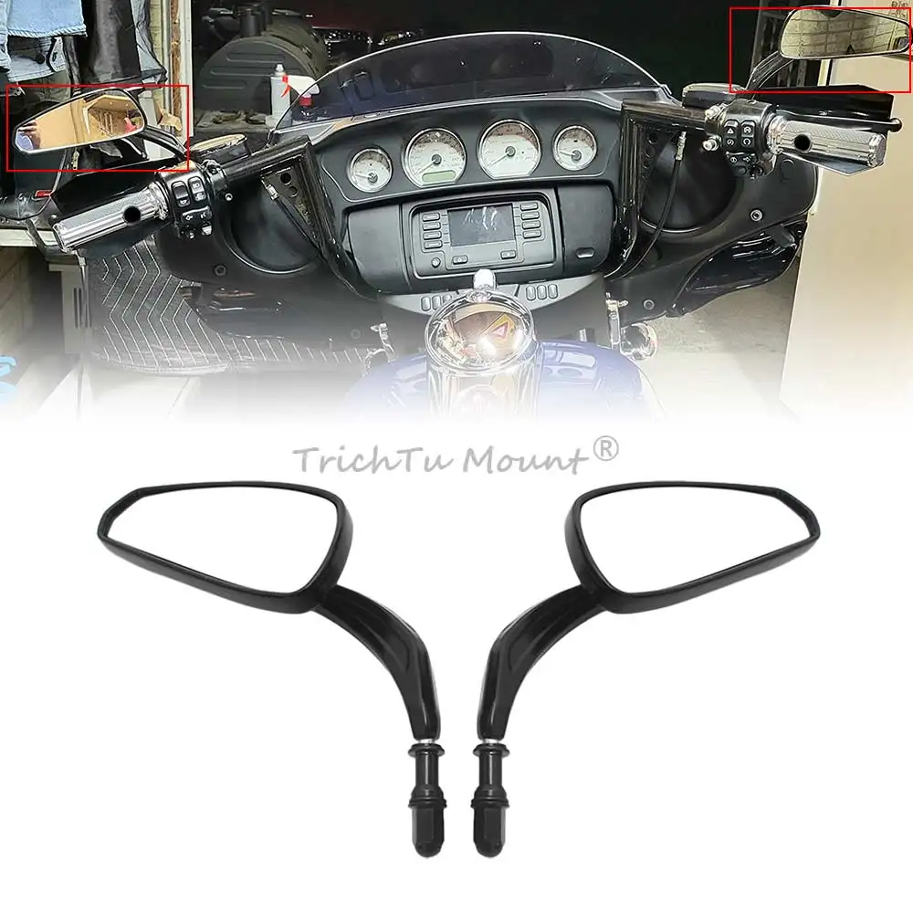 

Универсальная резьба 8 мм 360 ° Регулируемые черные алюминиевые зеркала на руль мотоцикла для аксессуаров Harley Davidson