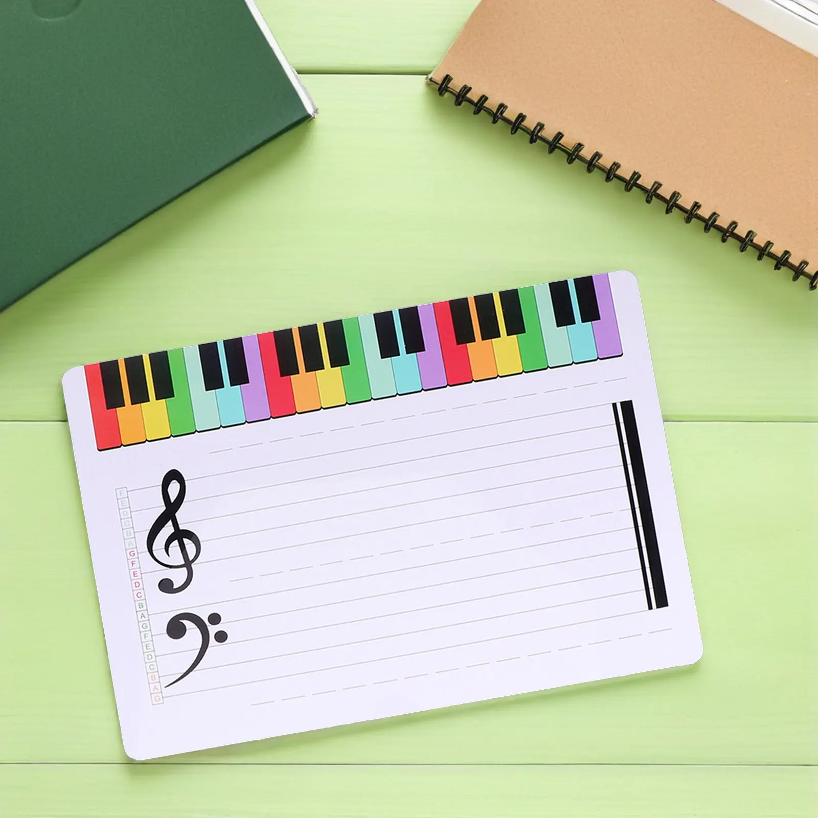 Reusable Music Teaching Whiteboard Portable Writable Stave Board Erasable Plastic Score Card for Piano Notation Practice Tool