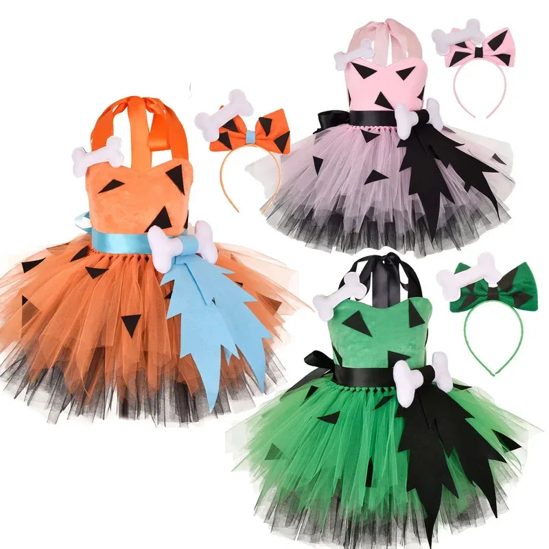

Pebbles tutu costume Girls Tutu Dress Kids Halloween costume Toddler Photo Props Flintstone Costume 1-12Y Three colors available