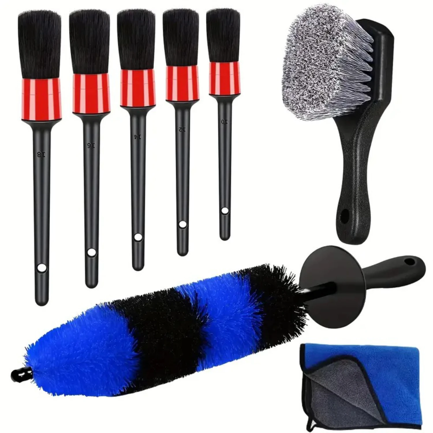 

Efficient High Quality 8PCS Short Handle Tire Detail Brush Set for Car Cleaning - Perfect for Care of Wheels, Dashboard, and Eng