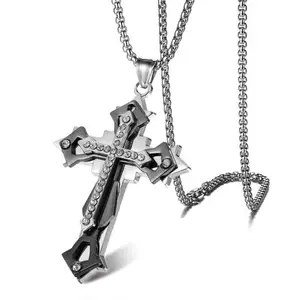 Kualitas Tinggi Cross Titanium Steel Non Fading Necklace, Rantai Liontin hip-hop Pria yang Mendominasi dan Trendi, Pria Wanita Tampan Baru 10 liontin ortodoks penjualan terbaik - №
