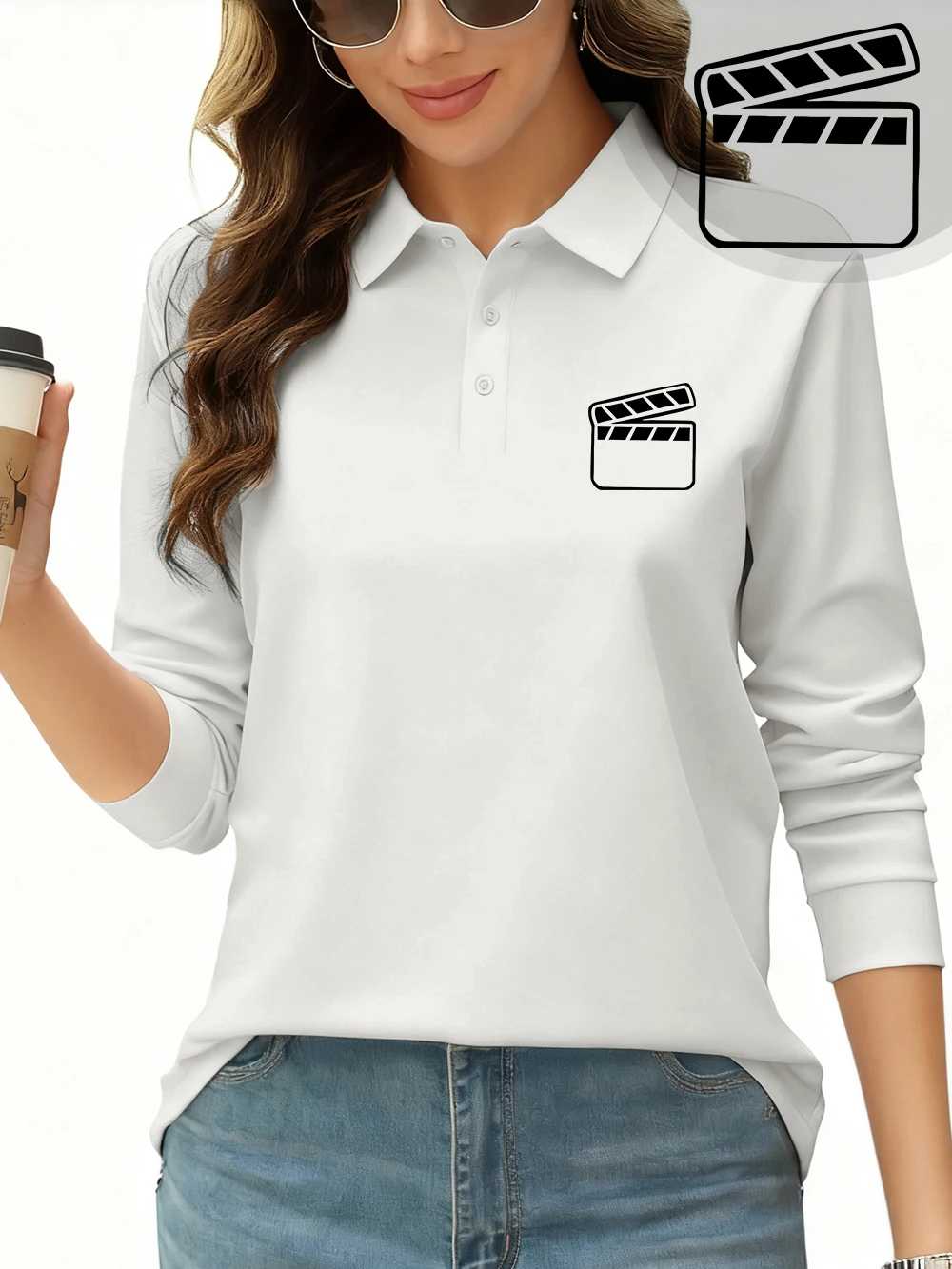 

Рубашка-поло с принтом Start Shooting, женские осенне-зимние дышащие топы, футболки с длинными рукавами для поездок на работу, спортивная женская одежда