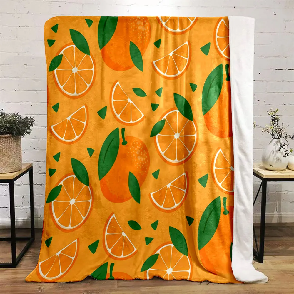 Printed with Fruit Slices and Green Leaf Style Warm Comfortable Blanket Home Travel Camping for Adults and Kids Luxury Gifts 6