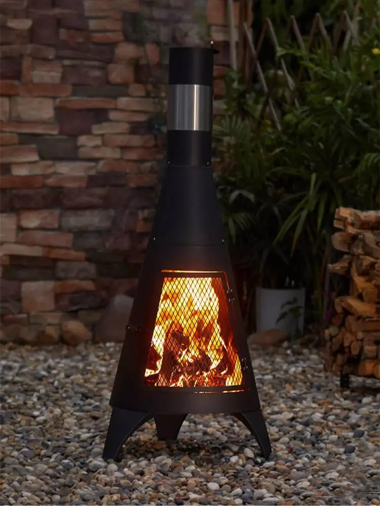 Winter Day Outdoor Firewood Roasting Fireplace Surrounding Fireplace Household Fireplace Chimney Yard Heater Brazier