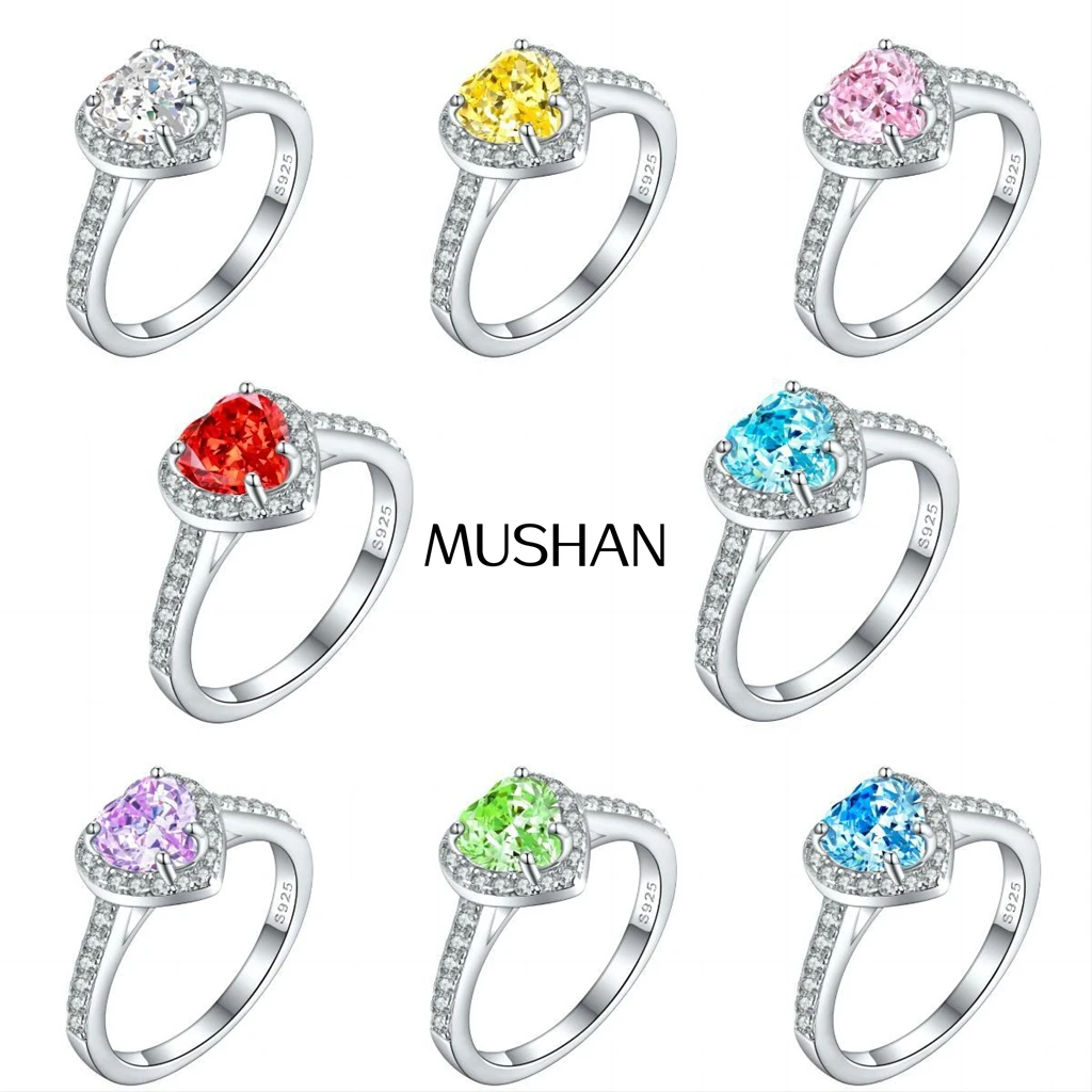 MuShan Jewelry 925 Sterling Silver Ring Wedding Band High Carbon Diamond Daughter Gift Elegant Jewelry Women Rings Fine Jewelry