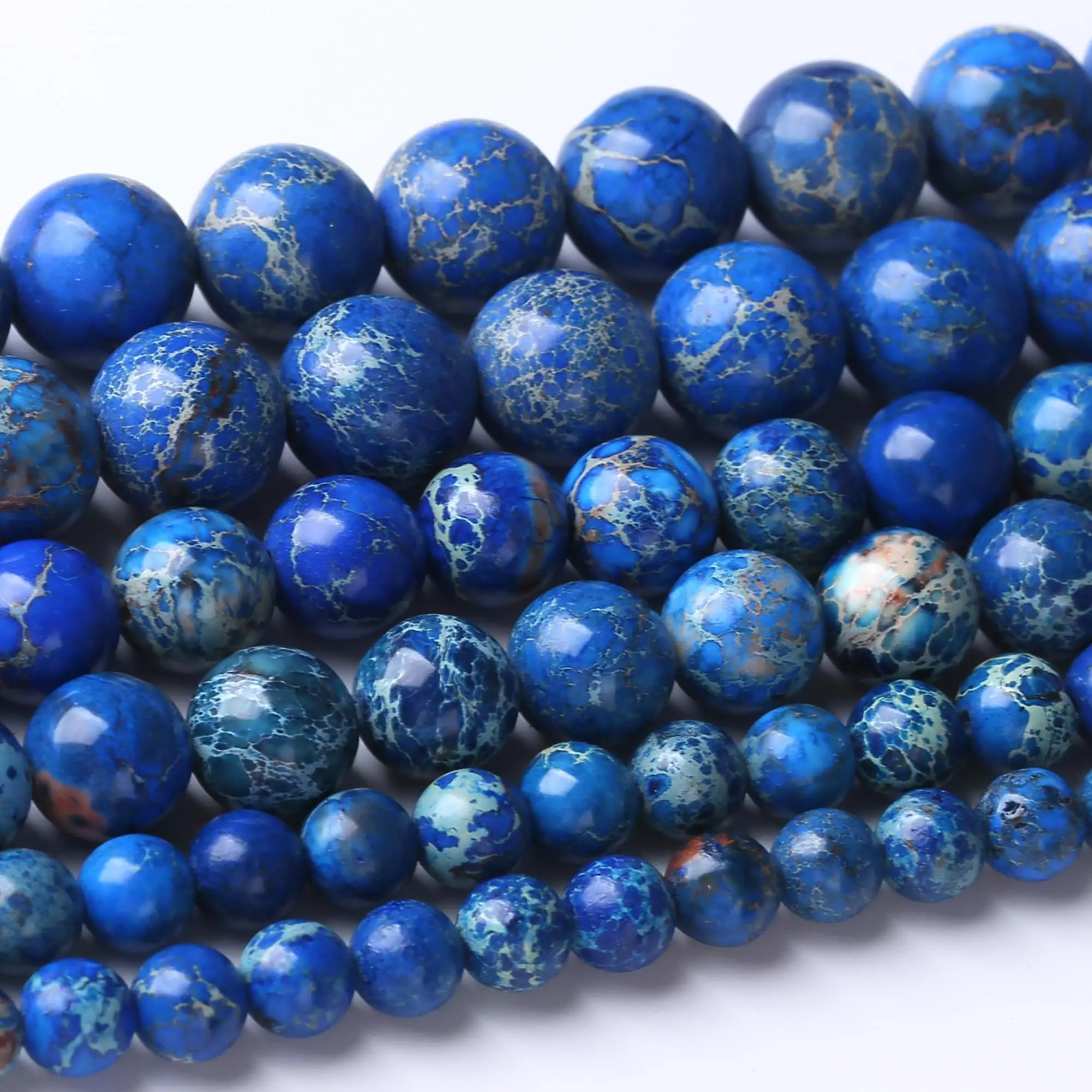 Natursteinperlen 4/6/8 mm Lapislazuli Blauer Meeressediment Lose Distanzperlen für Schmuckherstellung DIY Armbänder Ohrring Zubehör