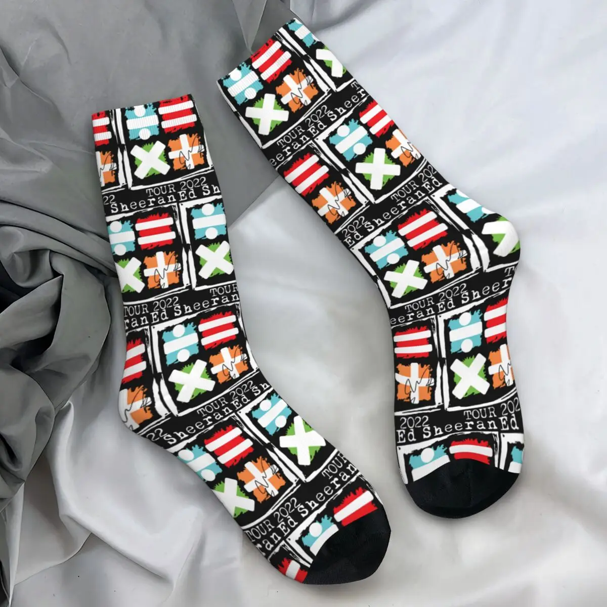 Ed Sheeran Music Stockings The Mathematics Tour Pattern Leisure Socks Spring Non Slip Socks Adults Men Running Breathable Socks