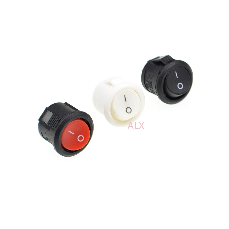 5/10 sztuk 15mm 16mm średnica 2pin czerwony biały czarny Mini okrągły przycisk przełącznik kołyskowy włączanie/wyłączanie wyłączniki zasilania 3a/250v 6a/125v
