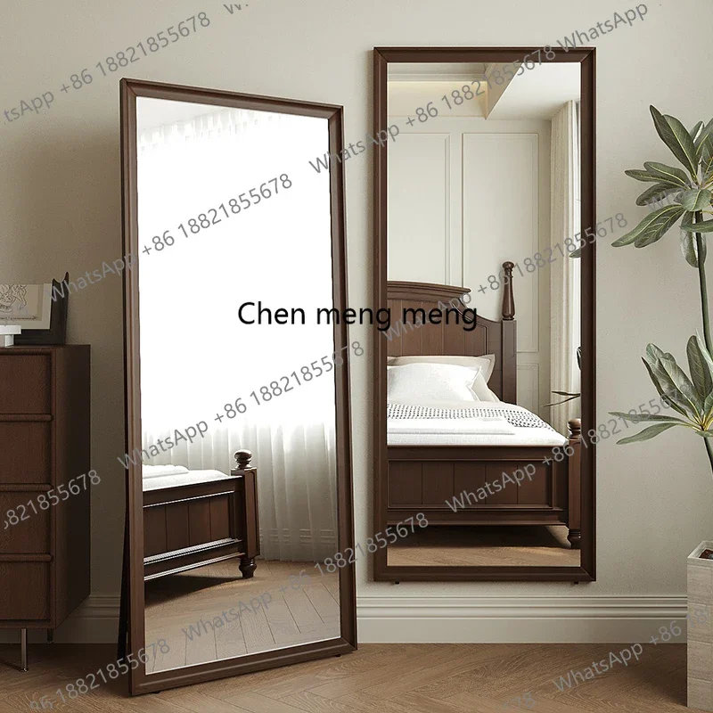 

Square Wooden Mirror Garden Art Modern Full Body Standing Mirror Bedroom Floor Girls Rattan Espelhos Living Room Decorations