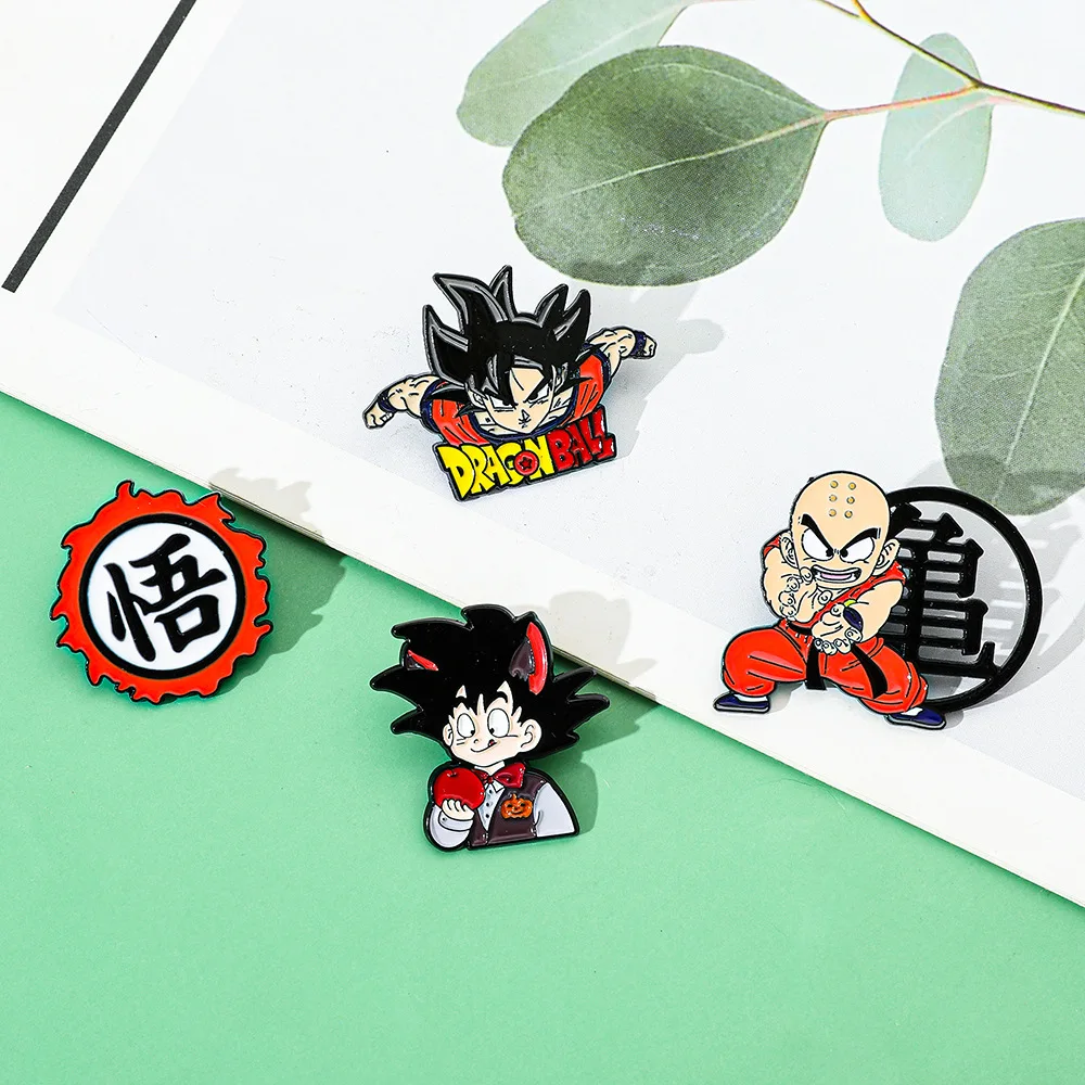 Ainme Enamel Pin Goku Cartoon Metal Lapel Brooches Anime Badges for Jacket Backpack Fans Collectible Gift