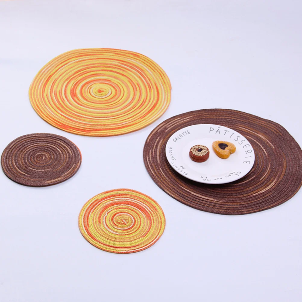 

2pcs 18Cm Round Hand-Woven Cotton Placemat Heat Resistant Table Mat For Cup Plate Cutlery Decorative Coaster Home Kitchen Use
