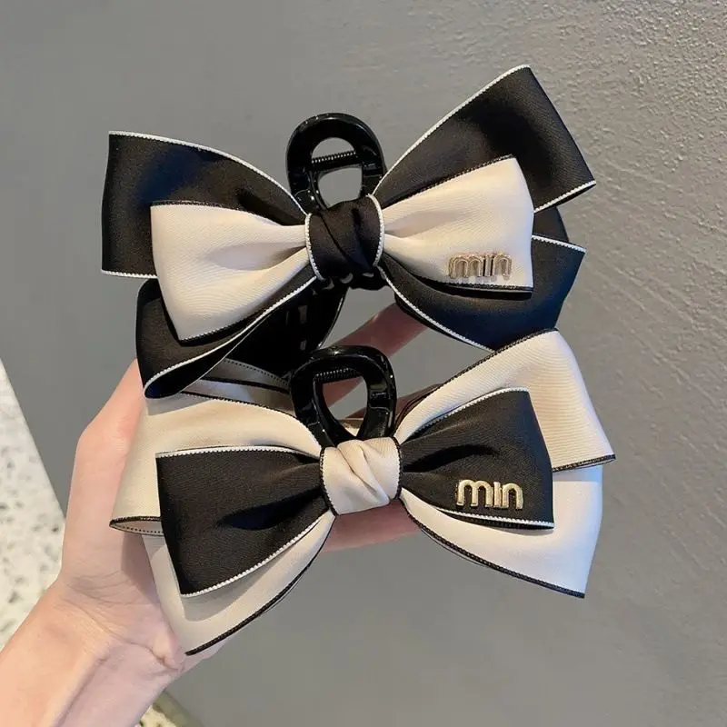 

New high-end women's luxury fashion double-sided large bow hairpin with shark design, exquisite and simple clasp hair accessory