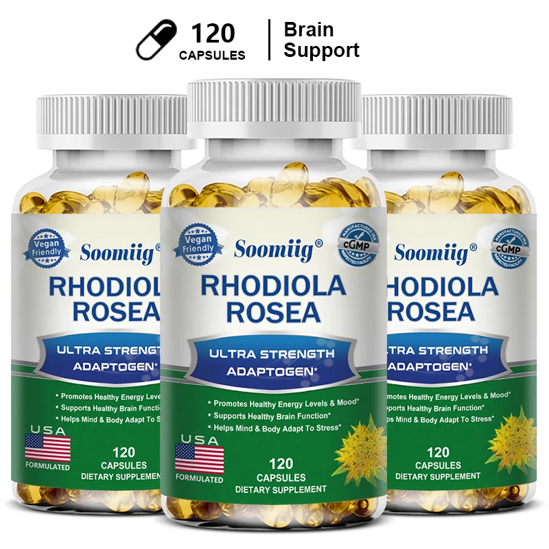 Rhodiola Rosea Capsules - High Strength Rhodiola Rosea Complex Supplement, Mood, Brain, Non-GMO, Gluten-Free