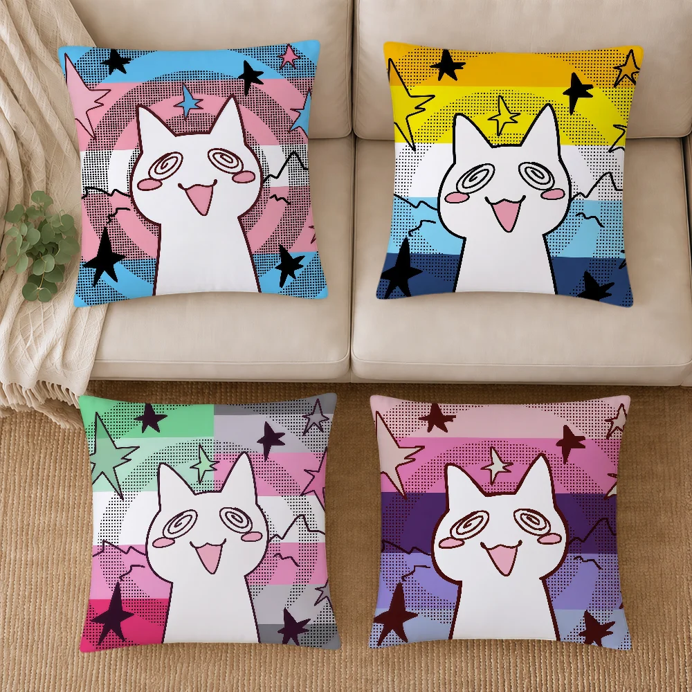 Trans Cat Pride Cute LGBTQ Meme Cushion Cover Soft Pillowcase Double Sided Sofa Home Living Room Decor Hogar Pillowcover Gift