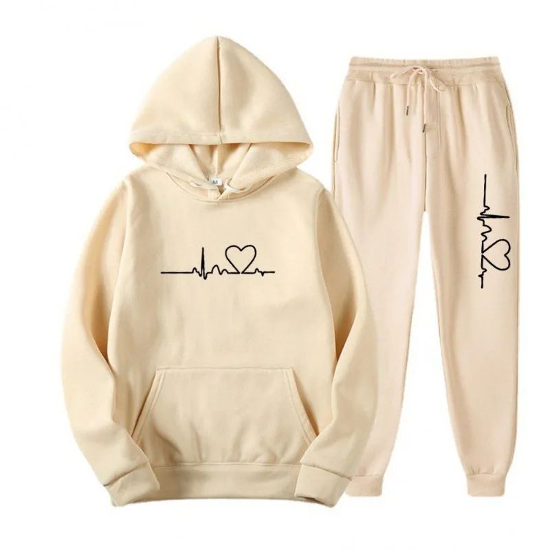 

Men's Fashion Hot Autumn and Winter Men's Sweater Suit Autumn and Winter Men's Heart Picture Hoodie Trendy Brand New Men's Suit
