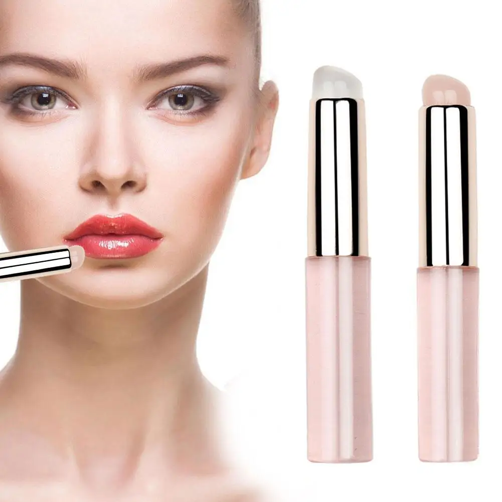 Silikon Lippen bürste mit Abdeckung abgewinkelt Concealer Pinsel tragbare Lippenstift Werkzeug Fingers pitzen q wie weiche Bürste rund p9w4