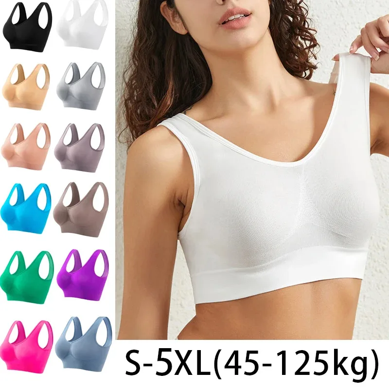 

1pcs Women Sports Bra Large Size No Steel Ring Seamless Underwear Removable Chest Pad Runing Sport Yoga Vest Bras